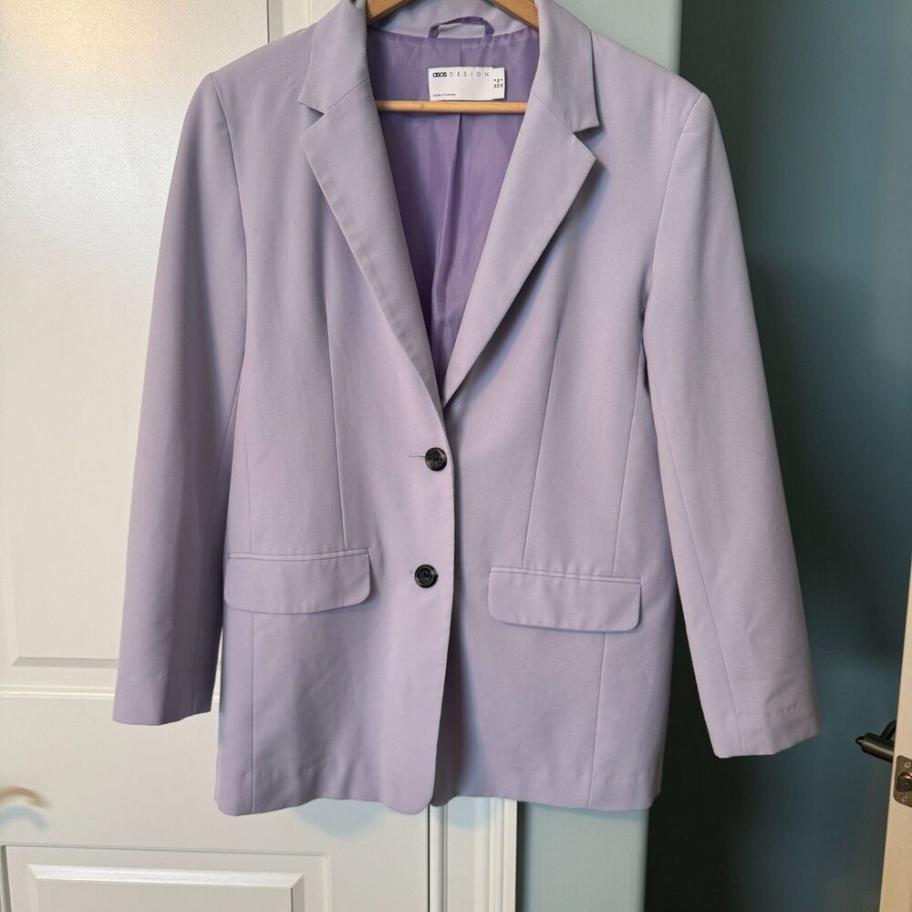 ASOS Women’s Lilac Blazer Size 4 | Oversized Longline Pastel Purple Jacket - Picture 3 of 8